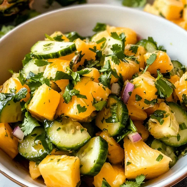 Ananassalat mit Gurke für heiße Sommertage