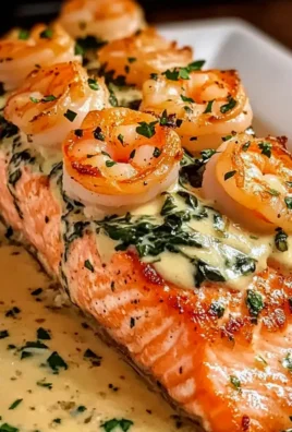 Cremige toskanische mit Garnelen gefüllte Lachsfilets