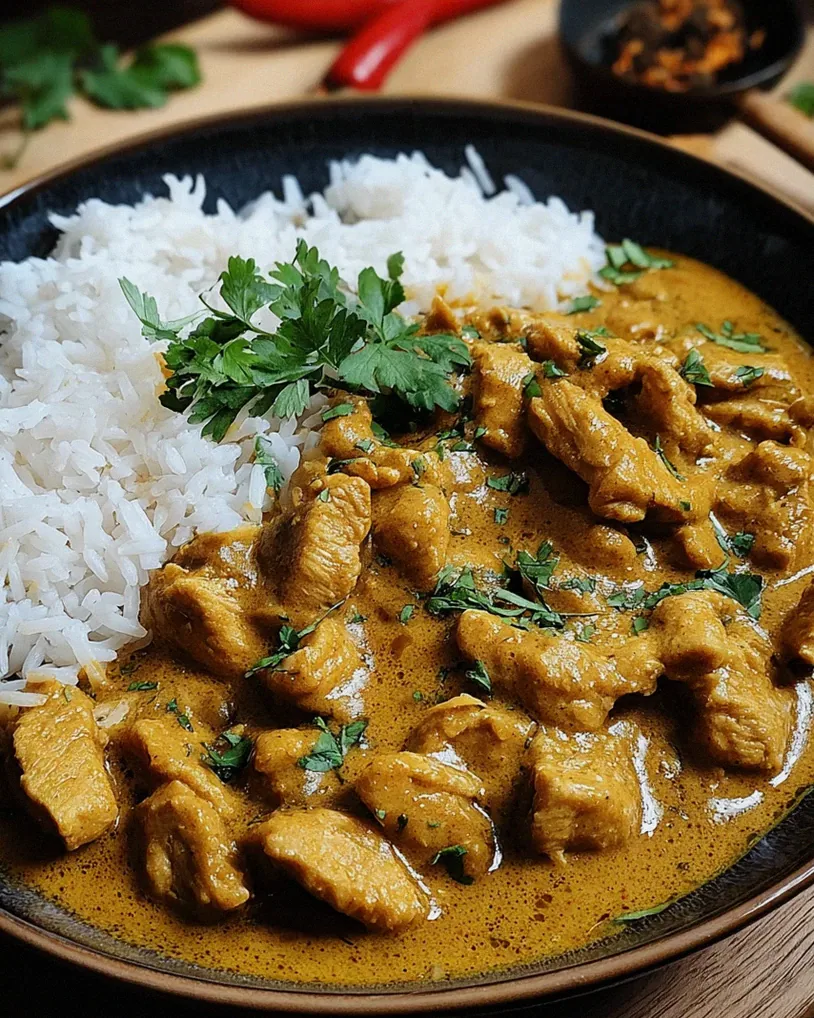 Curry-Geschnetzeltes mit Reis