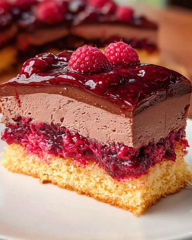 Himbeerkuchen mit Schokopudding