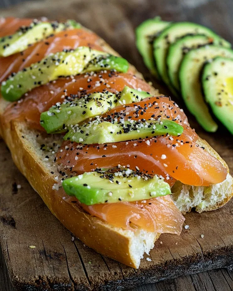 Lachs Avocado Laugenstange mit Topping