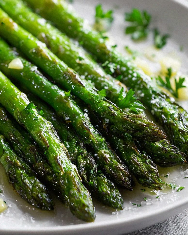 Ofengerösteter Grüner Spargel mit Knoblauch und Olivenöl Rezept