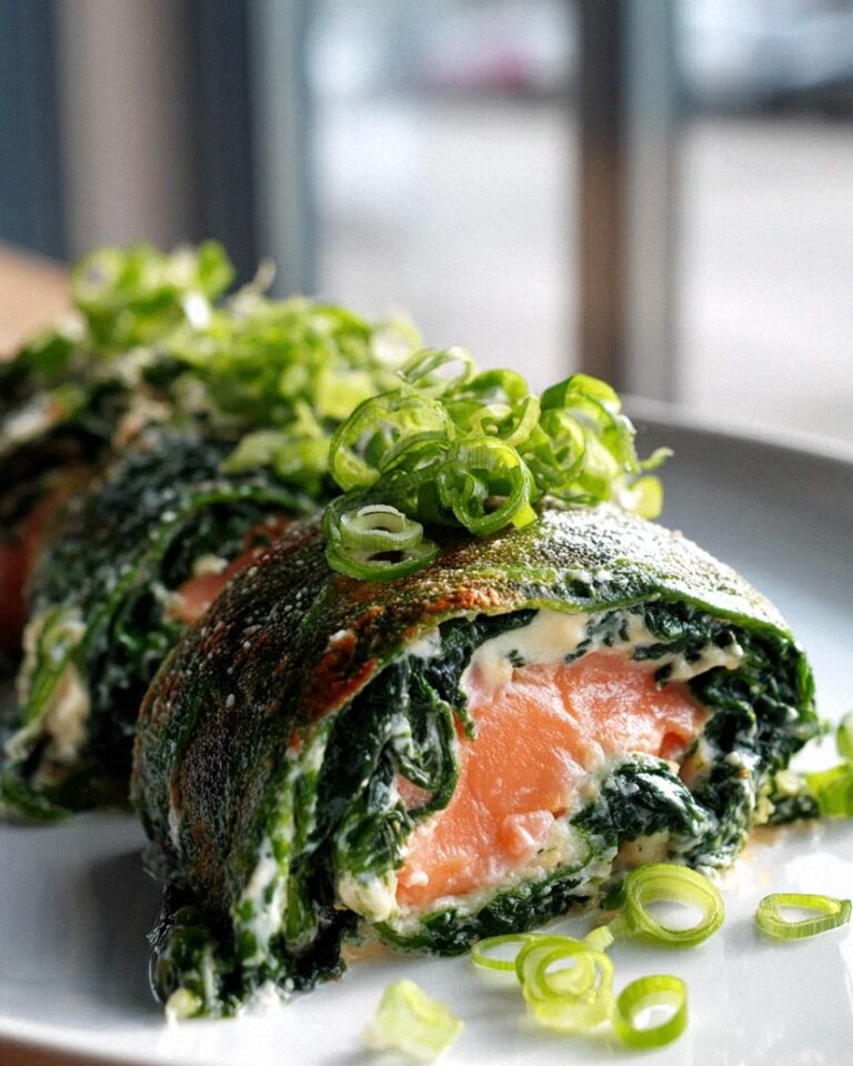 Spinat-Lachs-Rolle mit Spiegelei