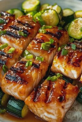 Teriyaki Lachs Zucchini Spieße grillen