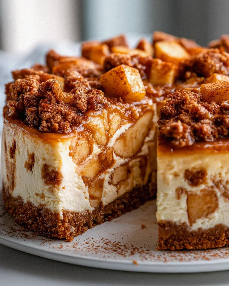 Unwiderstehlicher Apfel Crumble Cheesecake Rezept zum Verlieben